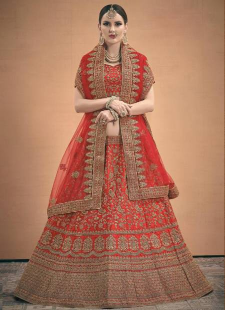 Red ARYA ZARA VOL 5 Exclusive Designer Festive Wedding Wear Stain Stone Work Lehenga Collection 3005